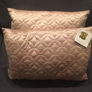LAST CALL! Set of 2 Raw Silk throw pillows. Down/feather filled. Tan/beige